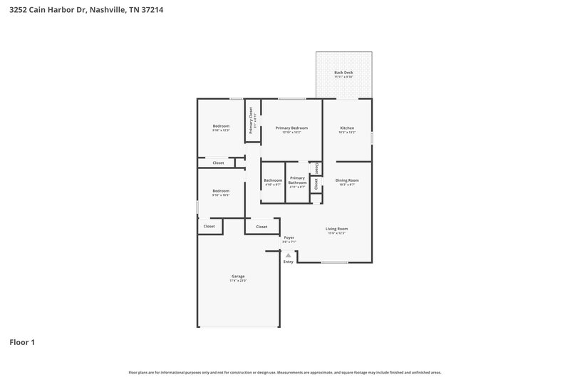 2,180/Mo, 3252 Cain Harbor Dr Nashville, TN 37214 Floor Plan View