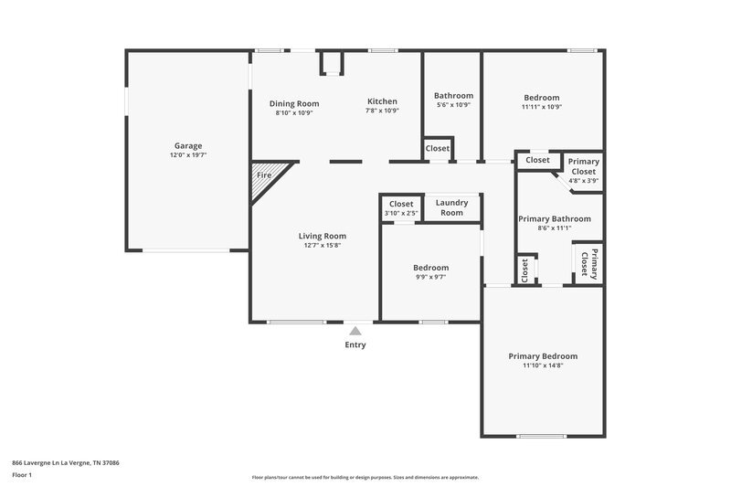 1,795/Mo, 866 Lavergne Ln La Vergne, TN 37086 Floor Plan View