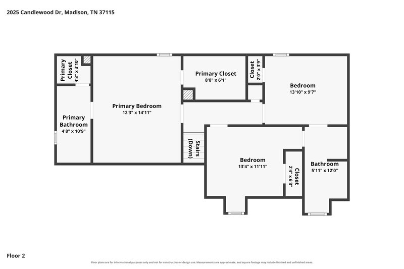 2,160/Mo, 2025 Candlewood Drive Madison, TN 37115 Floor Plan View 2
