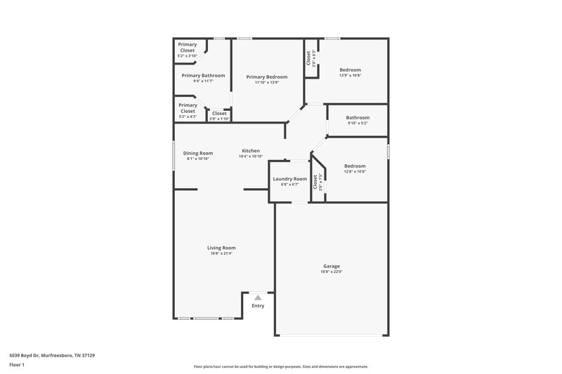 1,835/Mo, 5039 Boyd Dr Murfreesboro, TN 37129 Floor Plan View