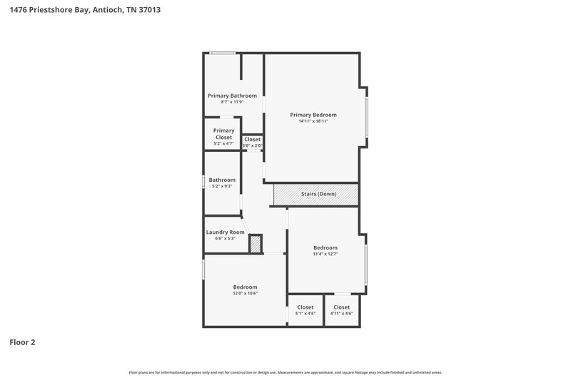 1,995/Mo, 1476 Priestshore Bay Antioch, TN 37013 Floor Plan View 2