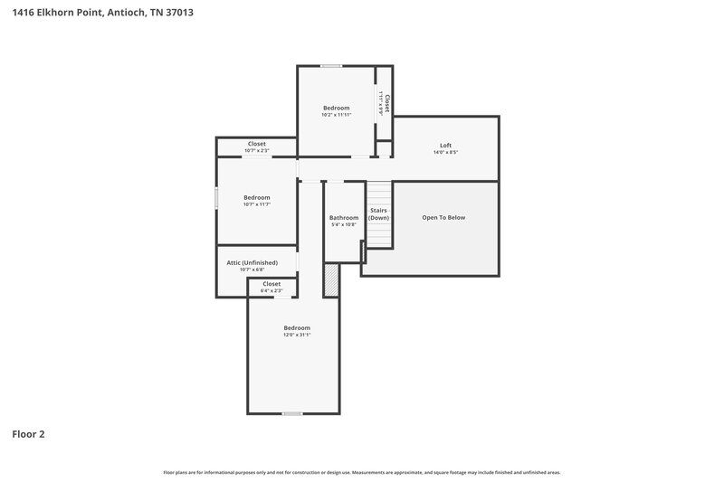 2,385/Mo, 1416 Elkhorn Pt Antioch, TN 37013 Floor Plan View 2