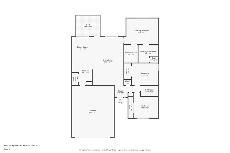 2,055/Mo, 1560 Rockglade Run Antioch, TN 37013 Floor Plan View