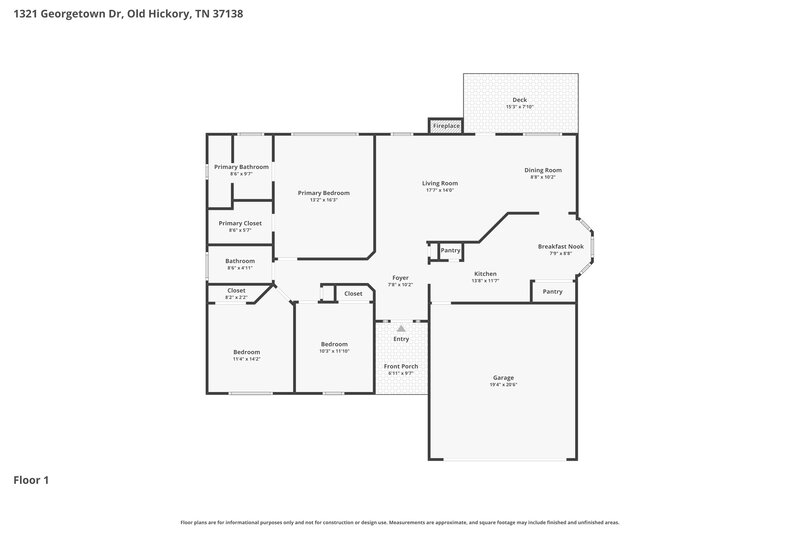 2,200/Mo, 1321 Georgetown Dr Old Hickory, TN 37138 Floor Plan View