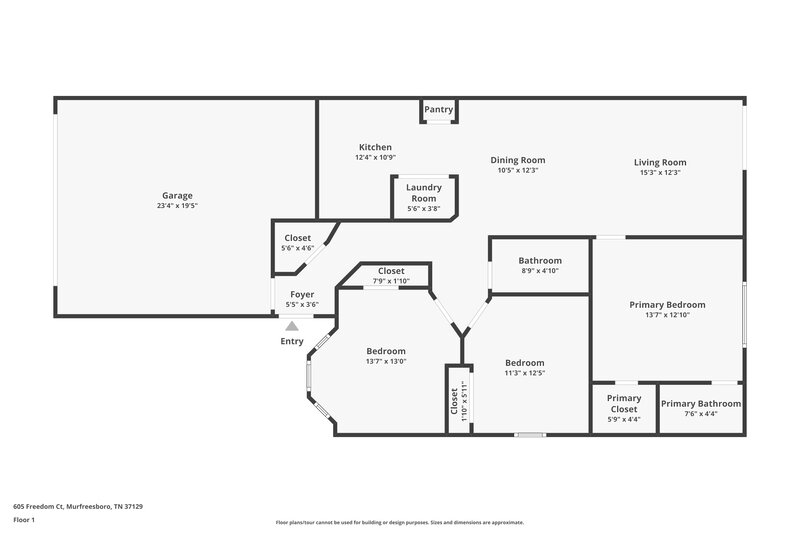 1,700/Mo, 605 Freedom Ct Murfreesboro, TN 37129 Floor Plan View