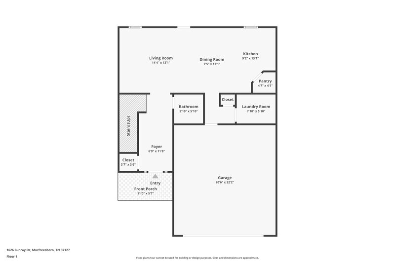 1,970/Mo, 1626 Sunray Dr Murfreesboro, TN 37127 Floor Plan View