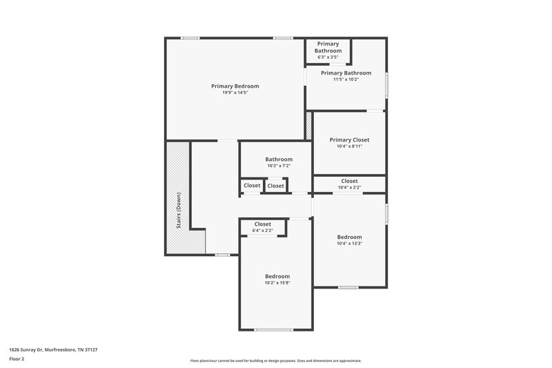 1,970/Mo, 1626 Sunray Dr Murfreesboro, TN 37127 Floor Plan View 2