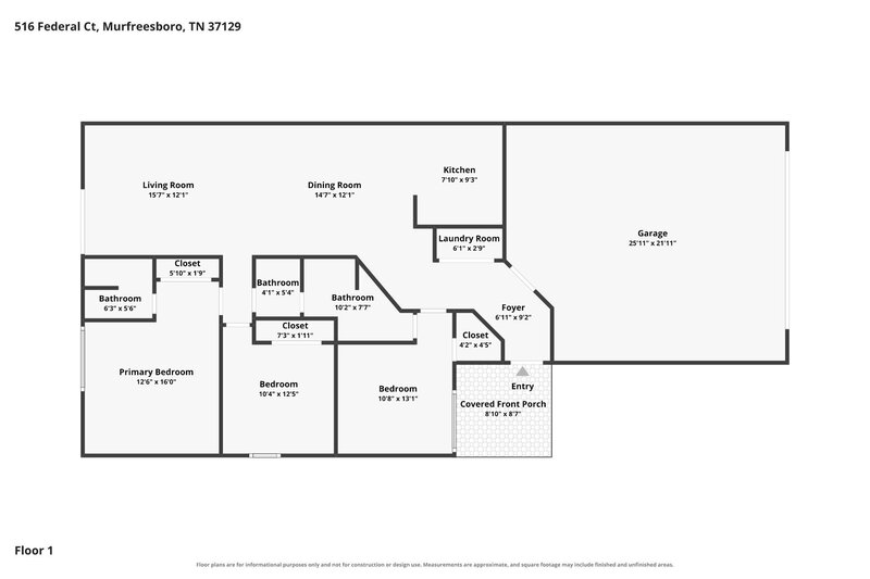2,180/Mo, 516 Federal Ct Murfreesboro, TN 37129 Floorplan View