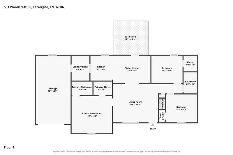 1,965/Mo, 581 Woodcrest Dr La Vergne, TN 37086 Floor Plan View