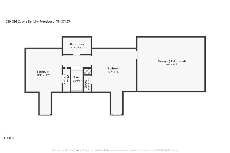 1,975/Mo, 1980 Old Castle Dr Murfreesboro, TN 37127 Floor Plan View 2