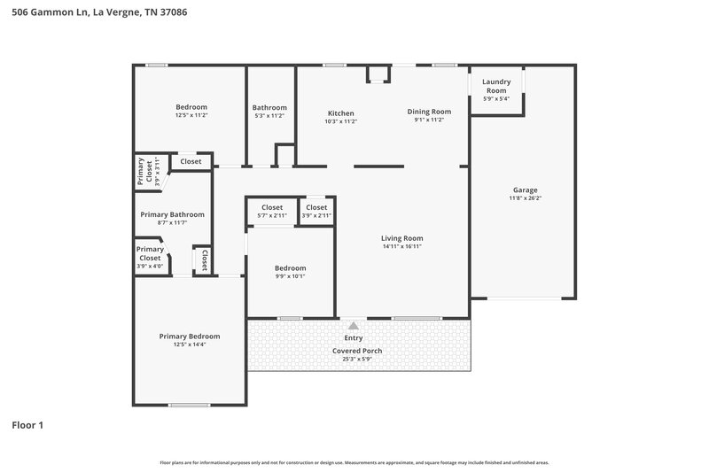 2,010/Mo, 506 Gammon Ln La Vergne, TN 37086 Floor Plan View