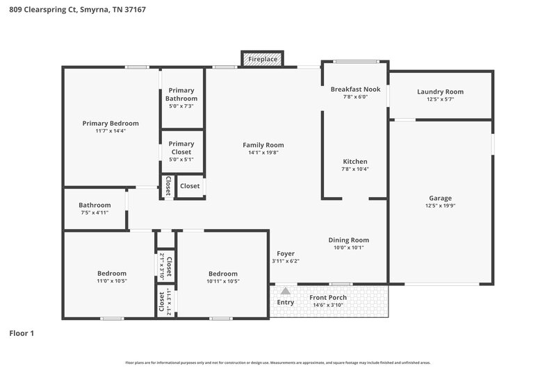 2,060/Mo, 809 Clearspring Ct Smyrna, TN 37167 Floor Plan View