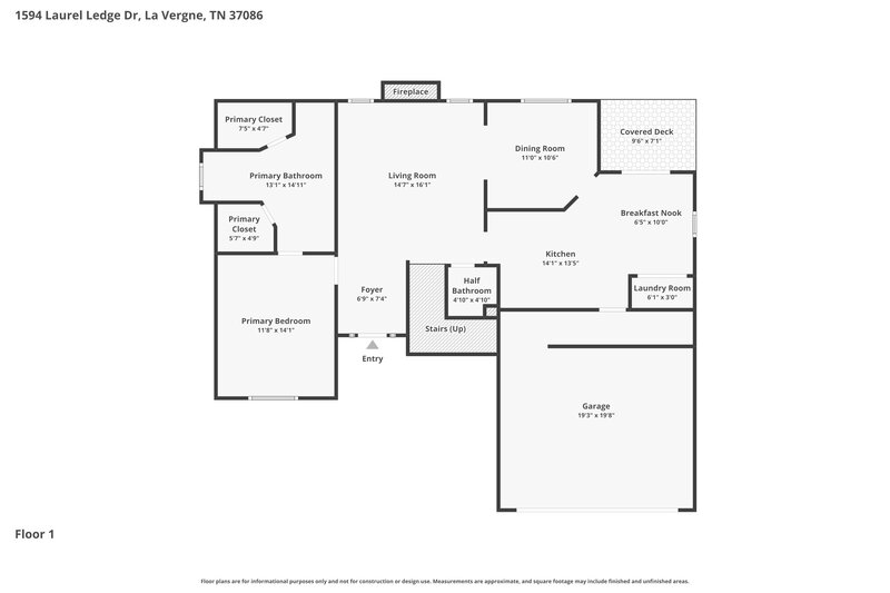 2,525/Mo, 1594 Laurel Ledge Dr La Vergne, TN 37086 Floor Plan View