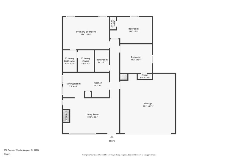 1,720/Mo, 838 Carmen Way La Vergne, TN 37086 Floor Plan View