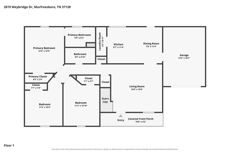 2,295/Mo, 2819 Weybridge Dr Murfreesboro, TN 37128 Floor Plan View