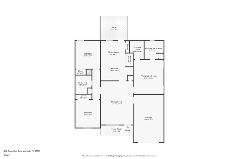 1,755/Mo, 242 Grovedale Trce Antioch, TN 37013 Floor Plan View