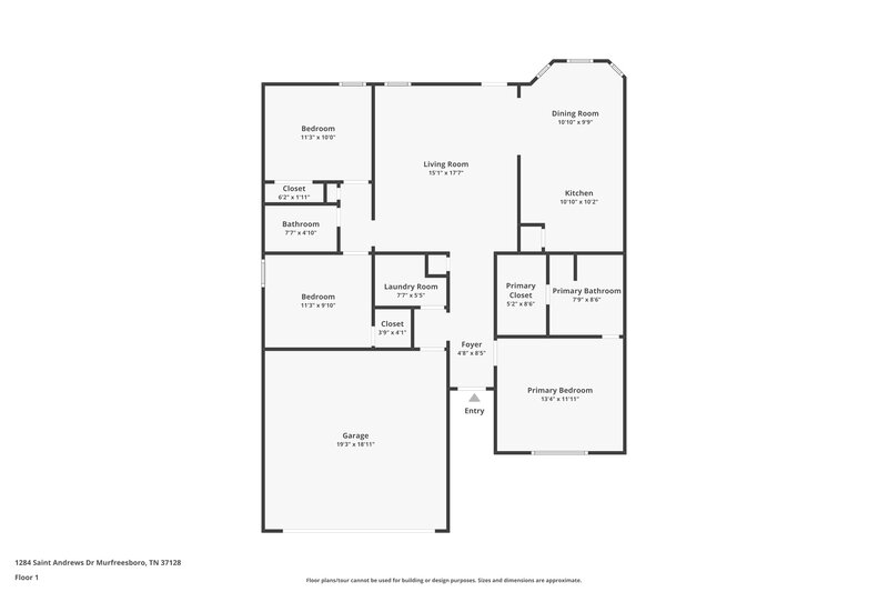 1,935/Mo, 1284 Saint Andrews Dr Murfreesboro, TN 37128 Floorplan View