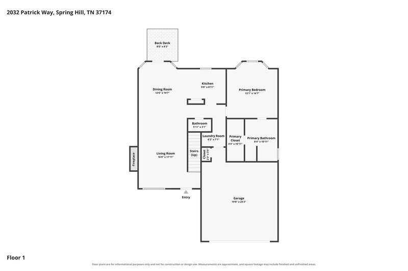 2,190/Mo, 2032 Patrick Way Spring Hill, TN 37174 Floorplan View