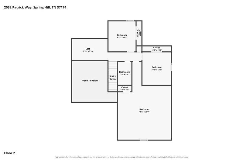 2,190/Mo, 2032 Patrick Way Spring Hill, TN 37174 Floorplan View 2