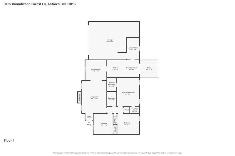 2,115/Mo, 3105 Roundwood Forest Ln Antioch, TN 37013 Floor Plan View