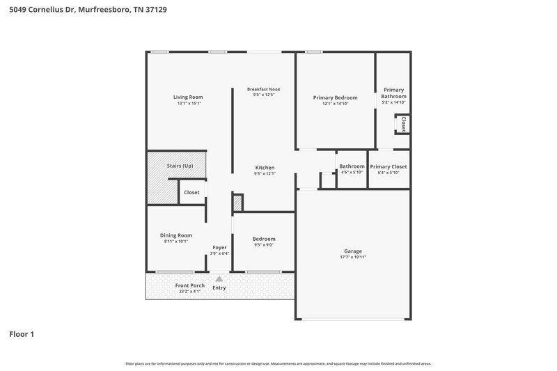 2,515/Mo, 5049 Cornelius Dr Murfreesboro, TN 37129 Floor Plan View