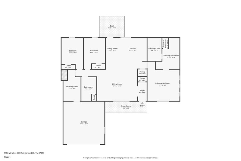 2,075/Mo, 1158 Wrights Mill Rd Spring Hill, TN 37174 Floor Plan View