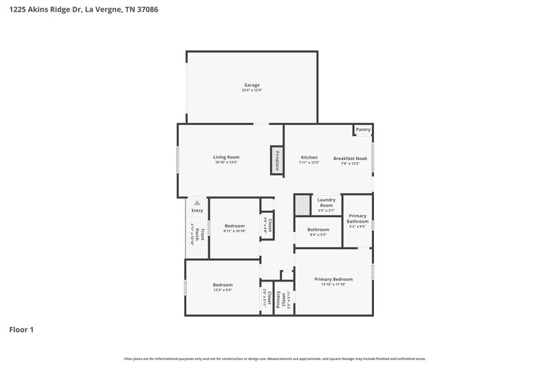 1,815/Mo, 1225 Akins Ridge Dr La Vergne, TN 37086 Floor Plan View