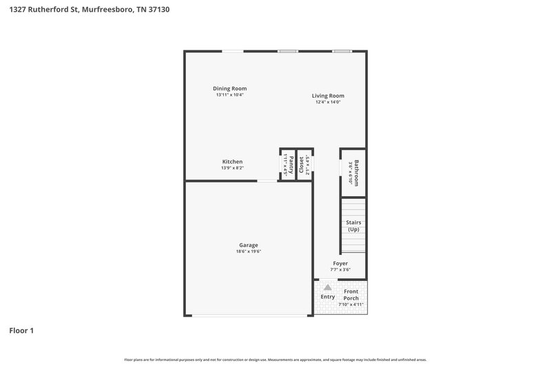 2,205/Mo, 1327 Rutherford St Murfreesboro, TN 37130 Floor Plan View