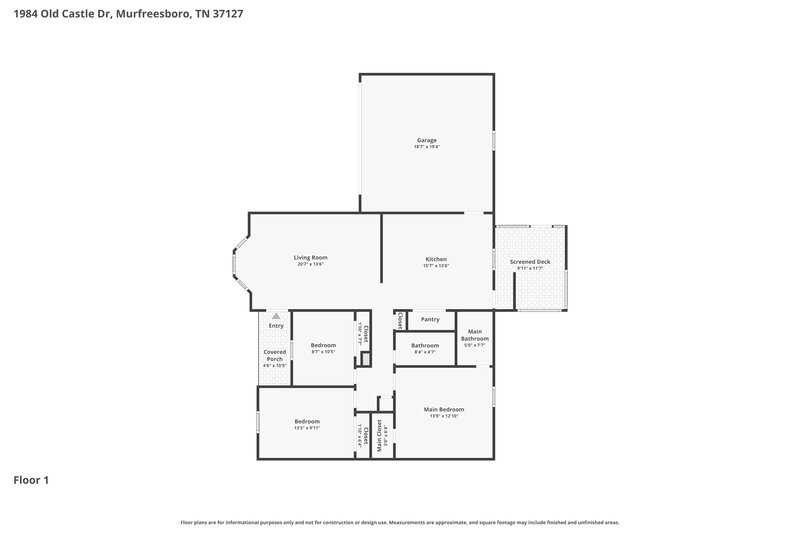 2,095/Mo, 1984 Old Castle Dr Murfreesboro, TN 37127 Floor Plan View