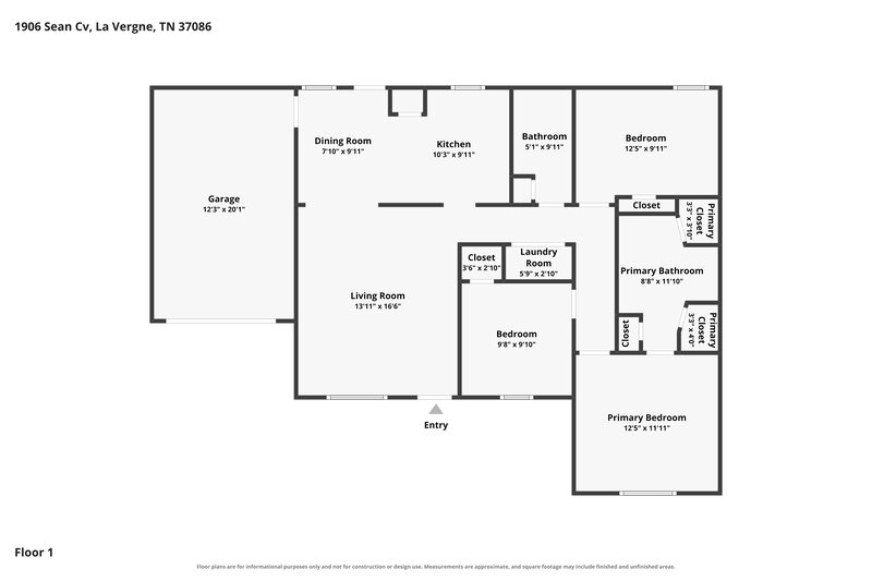 2,030/Mo, 1906 Sean Cove La Vergne, TN 37086 Floor Plan View