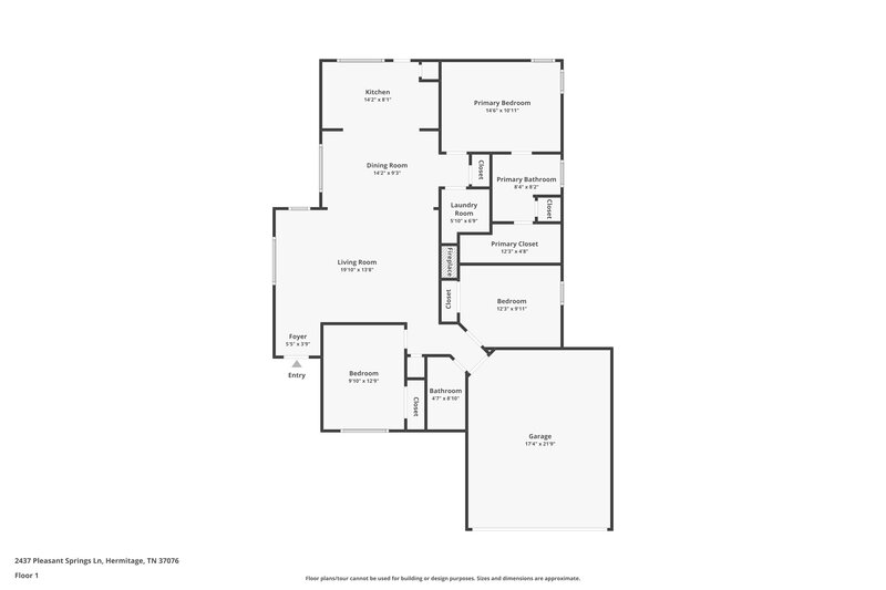 2,425/Mo, 2437 Pleasant Springs Ln Hermitage, TN 37076 Floorplan View
