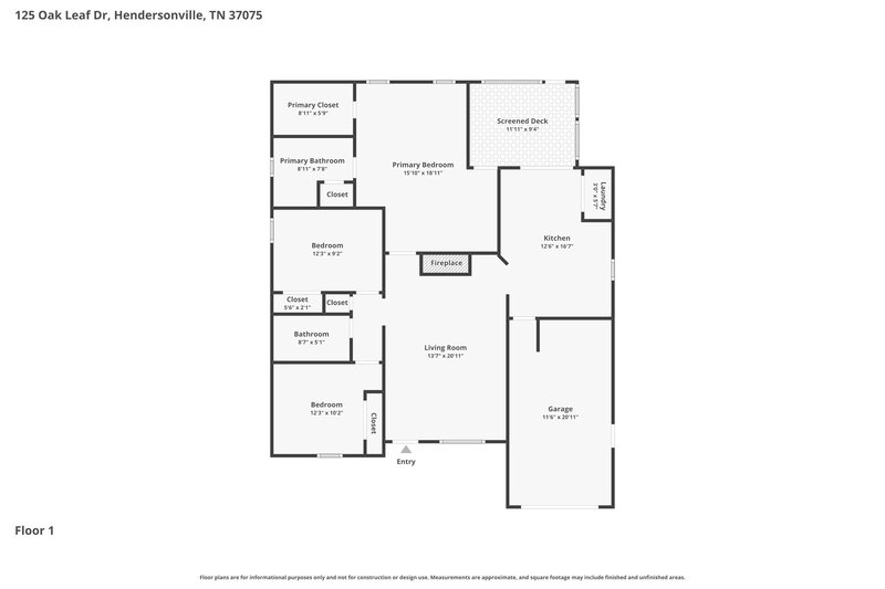 2,005/Mo, 125 Oak Leaf Dr Hendersonville, TN 37075 Floor Plan View