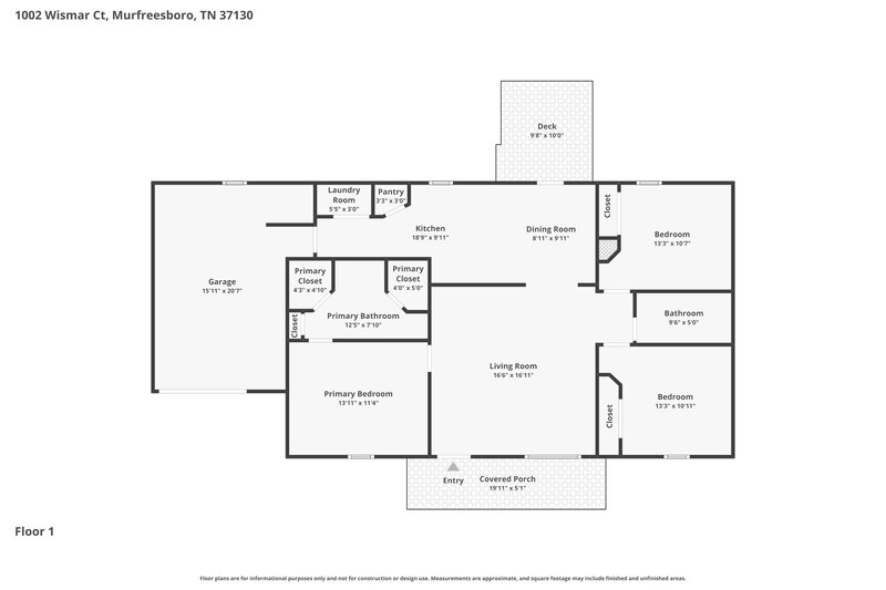 2,070/Mo, 1002 Wismar Ct Murfreesboro, TN 37130 Floor Plan View
