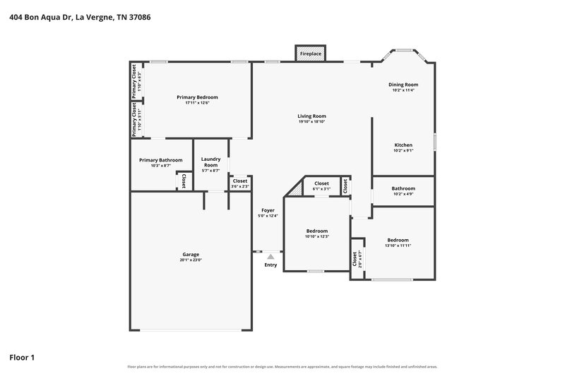 2,110/Mo, 404 Bon Aqua Dr La Vergne, TN 37086 Floor Plan View