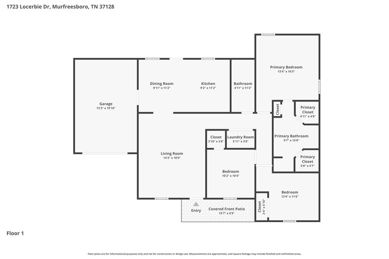 2,010/Mo, 1723 Locerbie Dr Murfreesboro, TN 37128 Floor Plan View