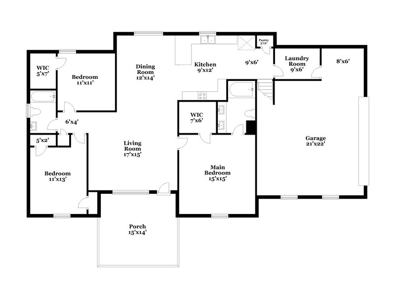 2,130/Mo, 1500 Stoney River Ln Madison, TN 37115 Floor Plan View