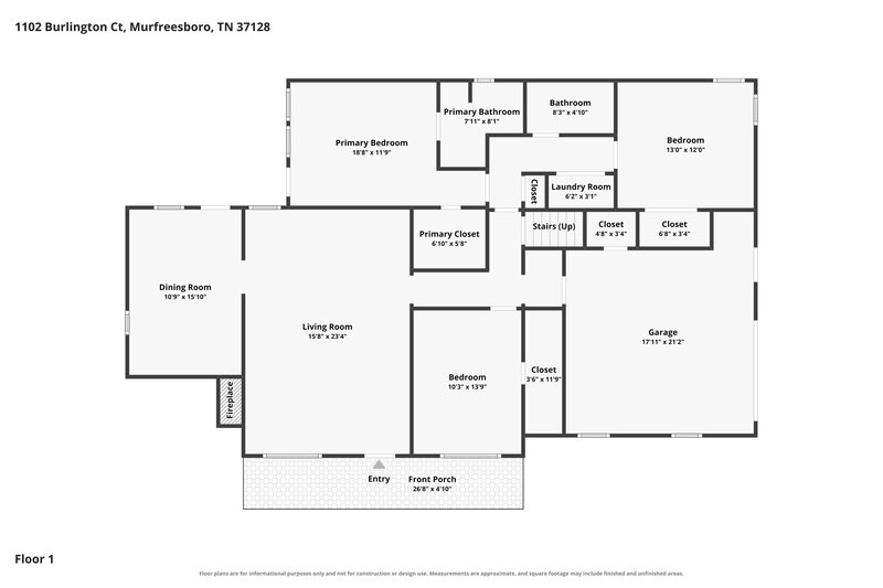 2,400/Mo, 1102 Burlington Ct Murfreesboro, TN 37128 Floor Plan View