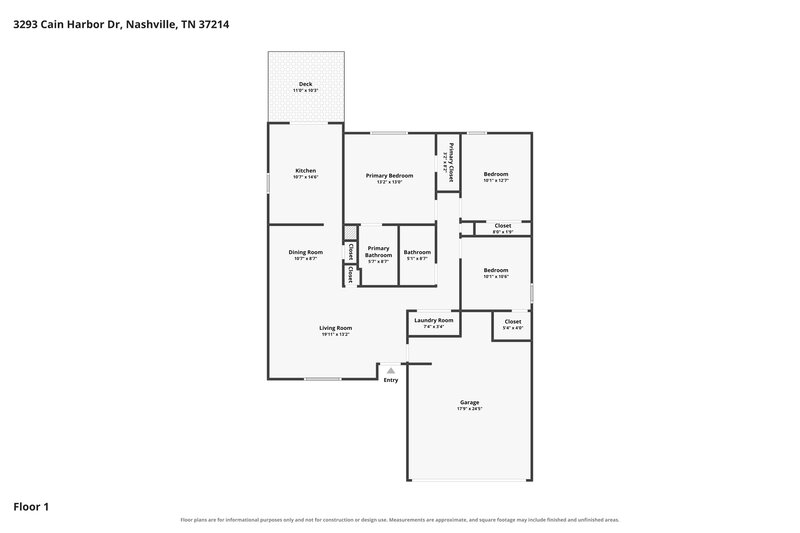 2,280/Mo, 3293 Cain Harbor Dr Nashville, TN 37214 Floor Plan View