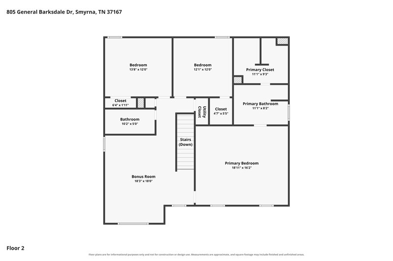 2,495/Mo, 805 General Barksdale Dr Smyrna, TN 37167 Floor Plan View 2