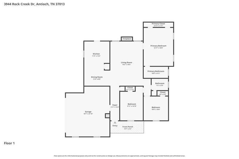 2,295/Mo, 3944 Rock Creek Dr Antioch, TN 37013 Floor Plan View