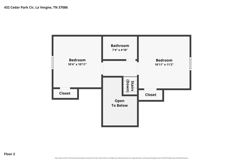 1,900/Mo, 432 Cedar Park Circle La Vergne, TN 37086 Floor Plan View 2