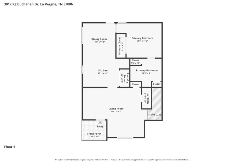 2,050/Mo, 3017 RG Buchanan Drive La Vergne, TN 37086 Floor Plan View