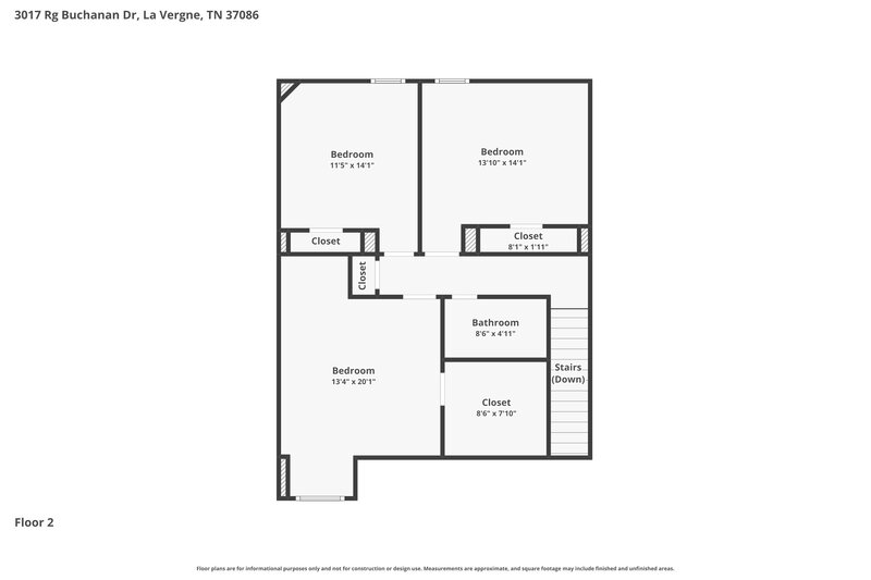 2,050/Mo, 3017 RG Buchanan Drive La Vergne, TN 37086 Floor Plan View 2