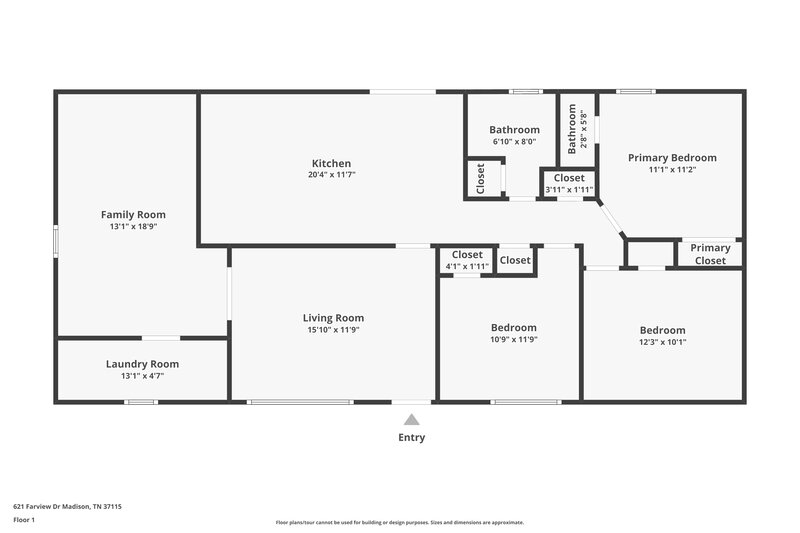 1,895/Mo, 621 Farview Drive Madison, TN 37115 Floor Plan View