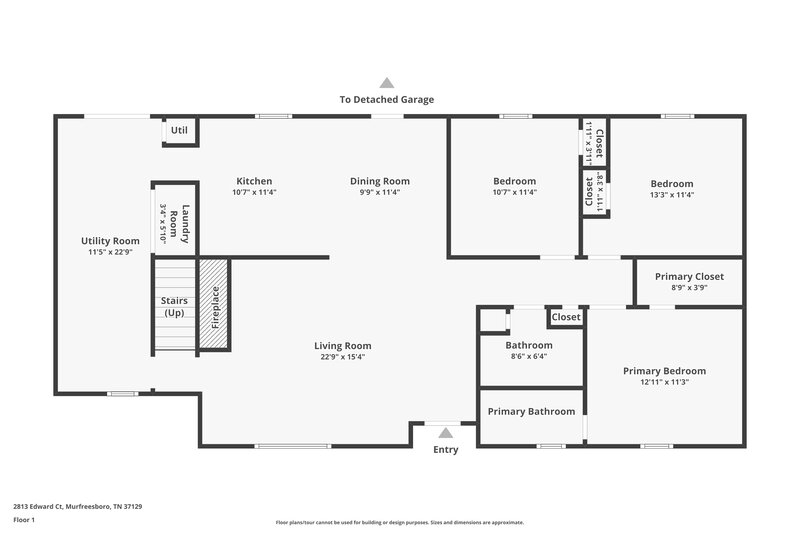 2,045/Mo, 2813 Edward Court Murfreesboro, TN 37129 Floor Plan View 2