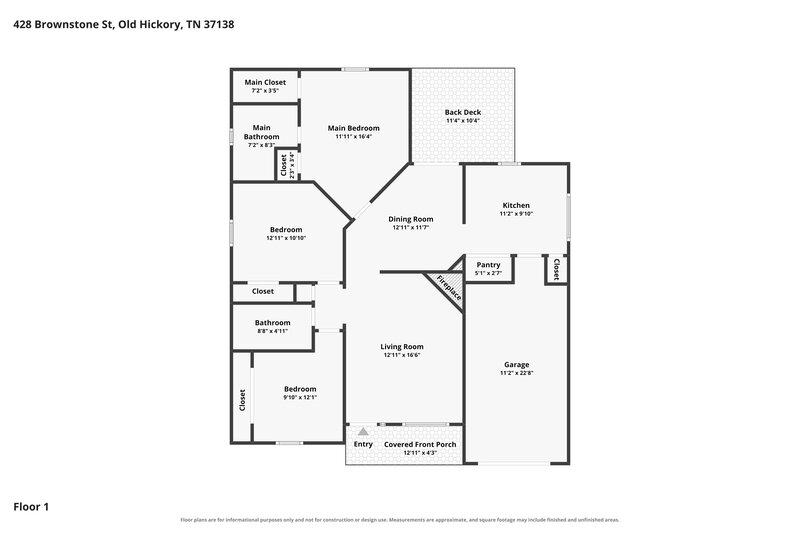 1,880/Mo, 428 Brownstone Street Old Hickory, TN 37138 Floor Plan View