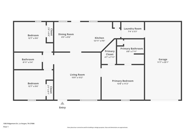1,700/Mo, 1585 Ridgemont Dr La Vergne, TN 37086 Floor Plan View