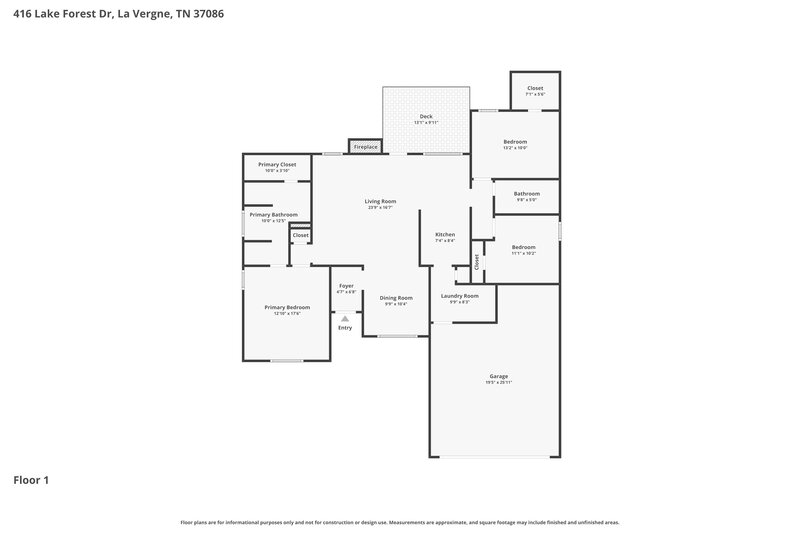 2,115/Mo, 416 Lake Forest Dr La Vergne, TN 37086 Floor Plan View
