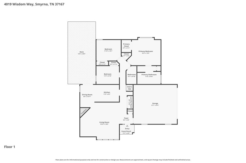 2,400/Mo, 4019 Wisdom Way Smyrna, TN 37167 Floor Plan View