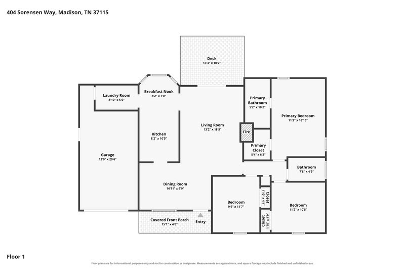 2,030/Mo, 404 Sorensen Way Madison, TN 37115 Floor Plan View
